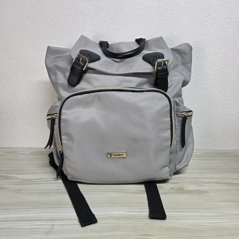 VOGSHOW Gray Stylish Travel Baby Bag, Backpack